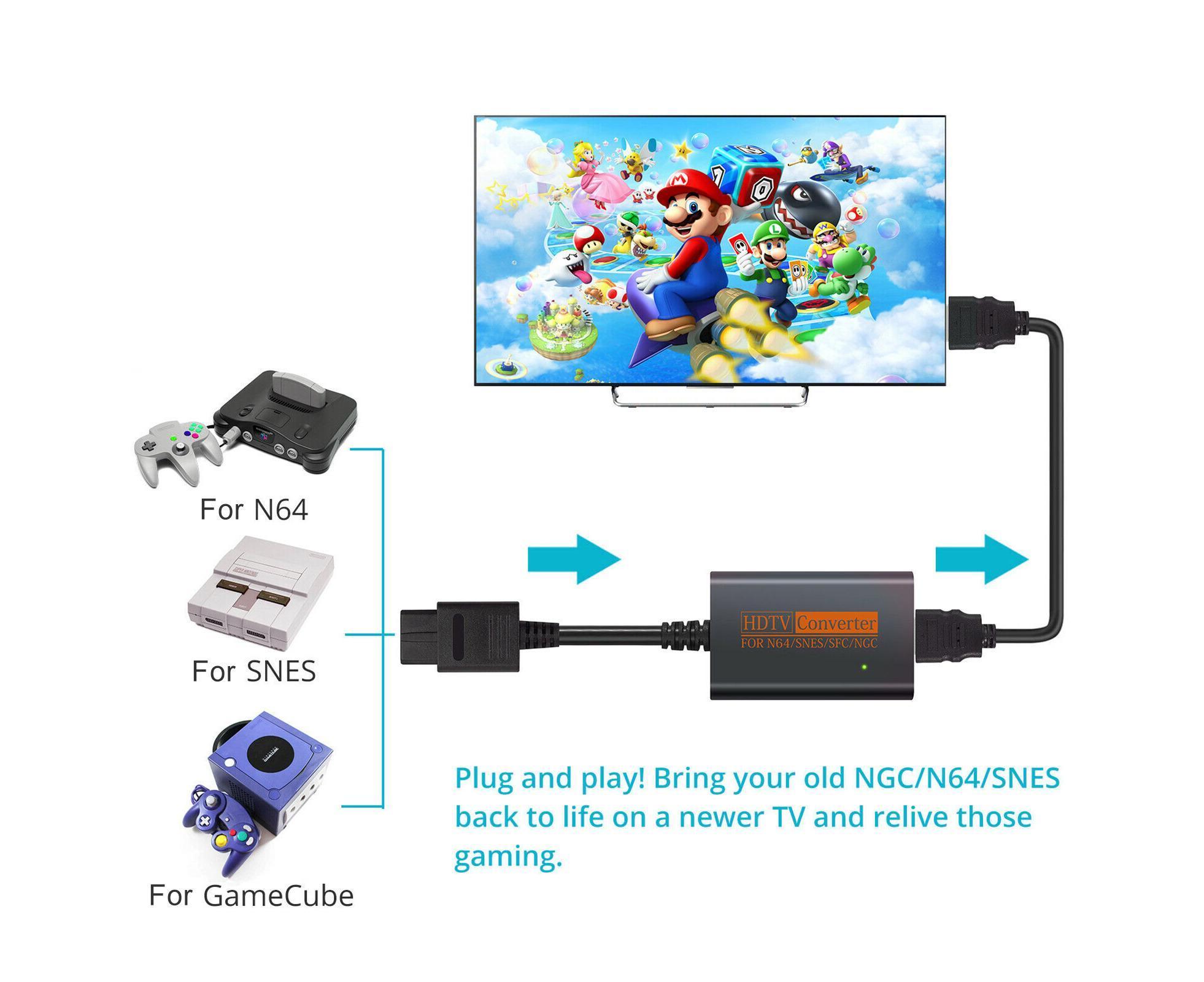 Portable Converter Adapter Shared Equipment for N64/SNES/SFC/NGC to HDMI-compatible (720p) Black - Image 3