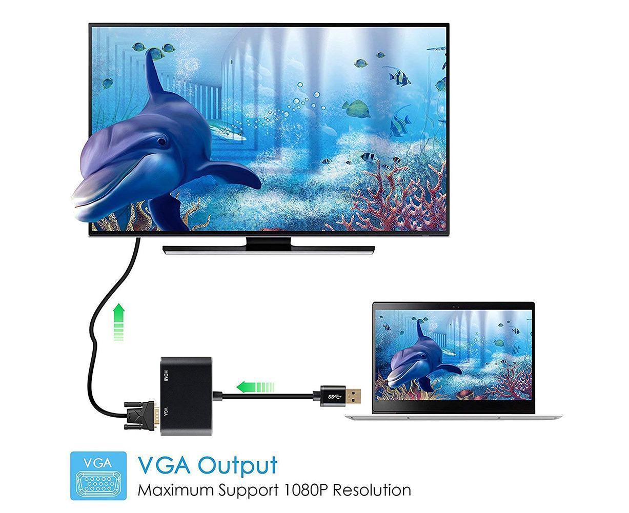 Super Speed USB 3.0 Type C DP to HDMI-compatible VGA Converter Adapter for Windows 10//8/7 - Image 2