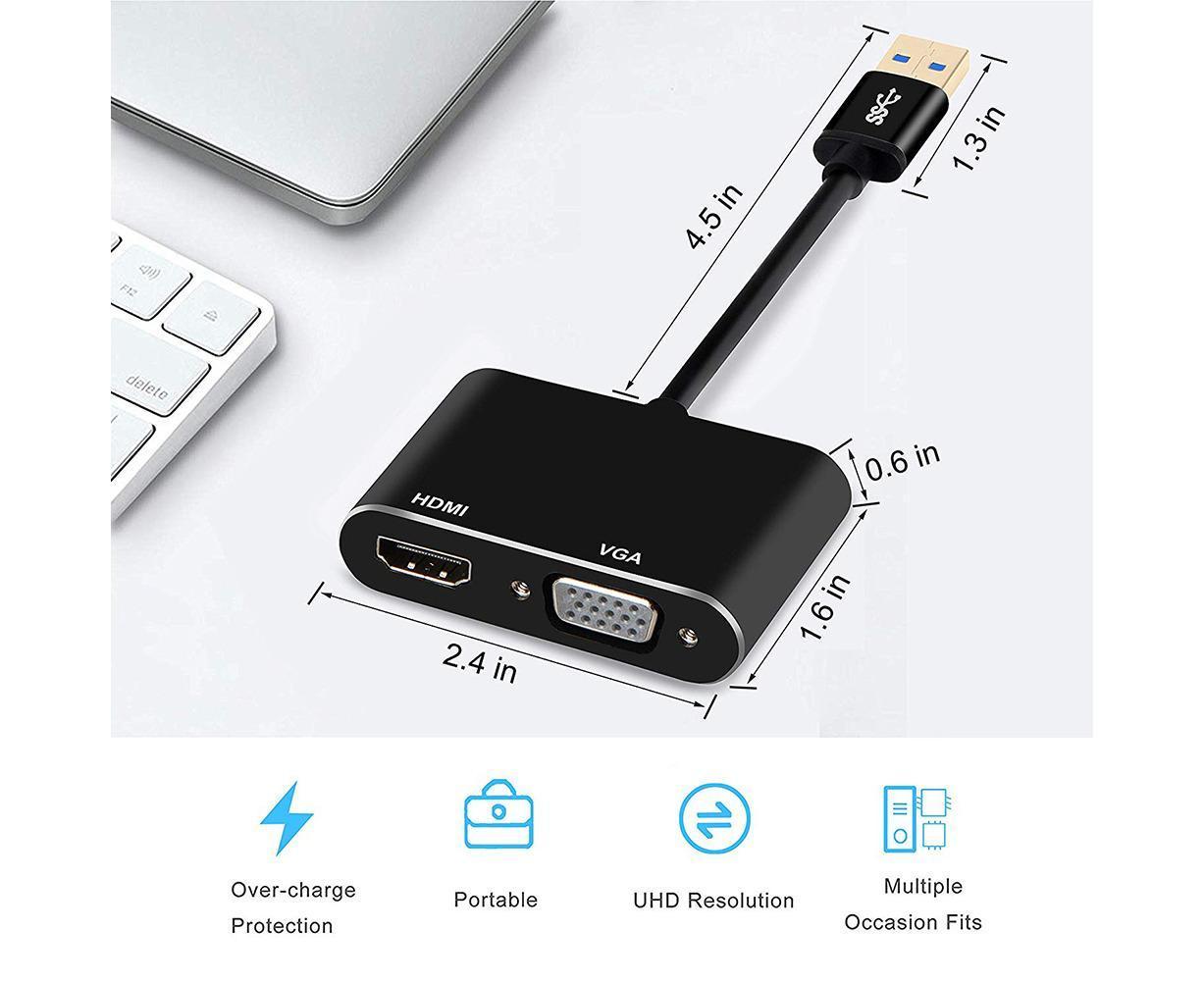 Super Speed USB 3.0 Type C DP to HDMI-compatible VGA Converter Adapter for Windows 10//8/7 - Image 6
