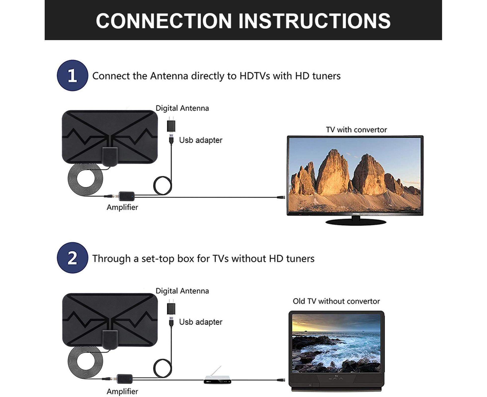 TV Antenna Mini 300 Miles Range 4K High Performing Digital Antenna for Home Black - Image 8