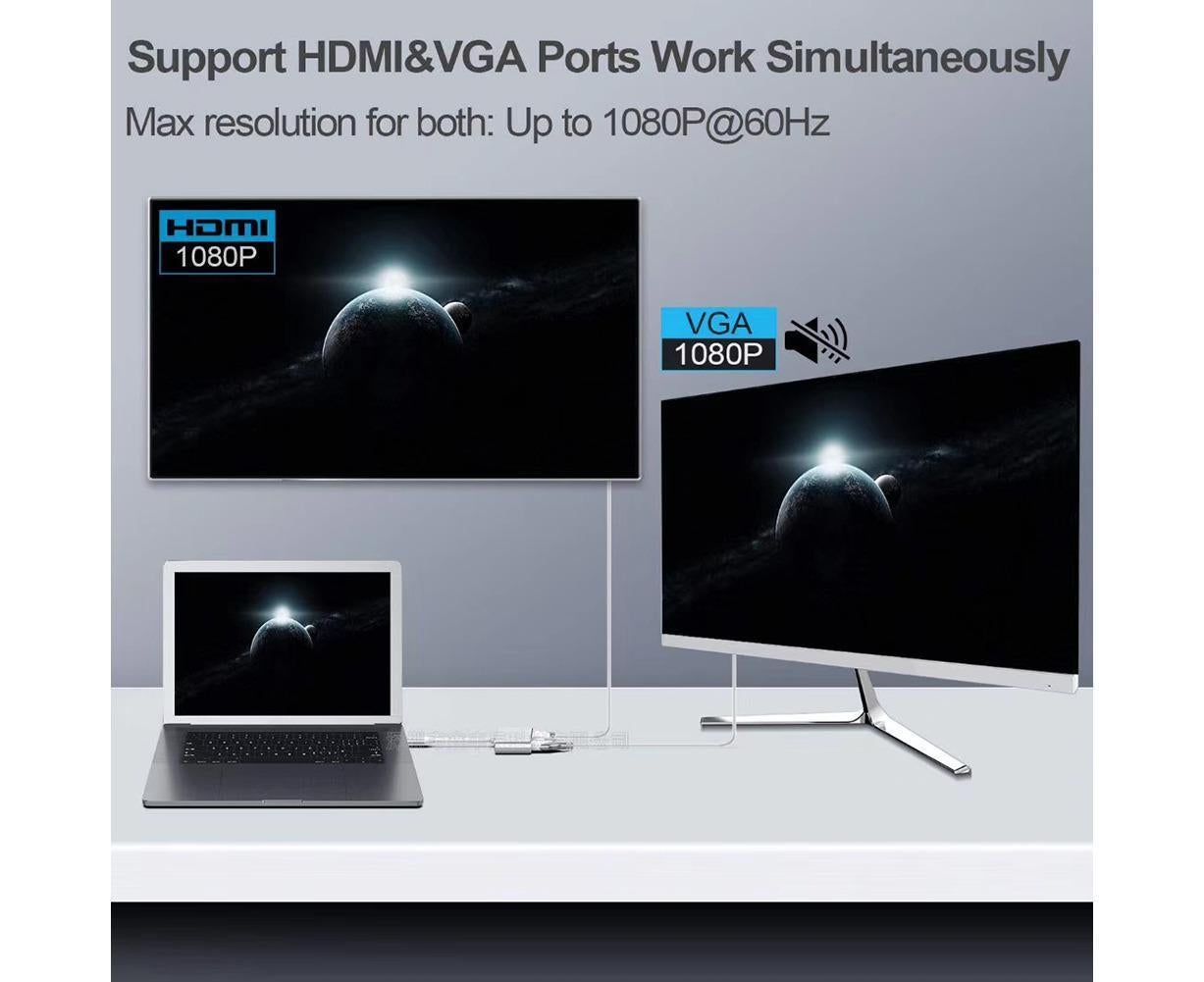 Type C to HDMI-compatible 4K VGA USB3.0 Audio Video Converter Charging Port Hub Adapter Grey - Image 5