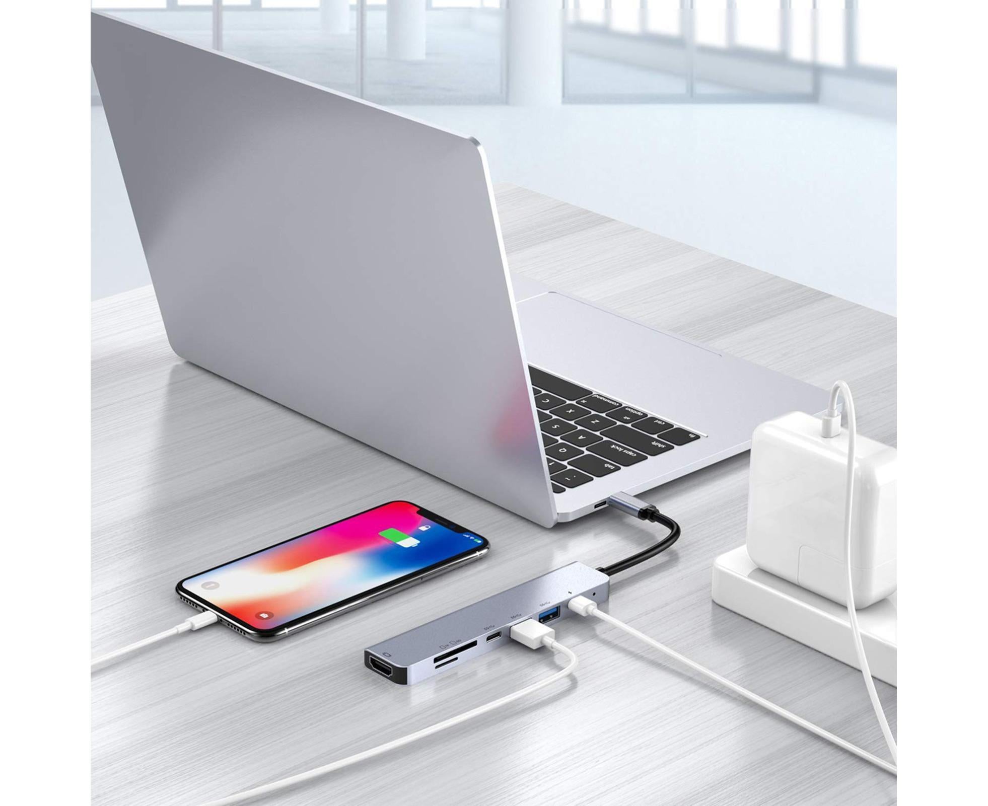 Type-C Hub Docking Station High Speed Multifunctional 7 in 1 USB 3.0 HDMI-compatible PD USB TF Laptop for Huawei Silver - Image 1