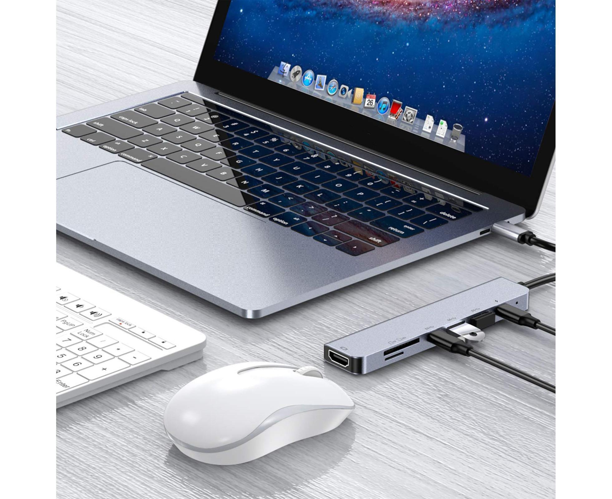 Type-C Hub Docking Station High Speed Multifunctional 7 in 1 USB 3.0 HDMI-compatible PD USB TF Laptop for Huawei Silver - Image 3