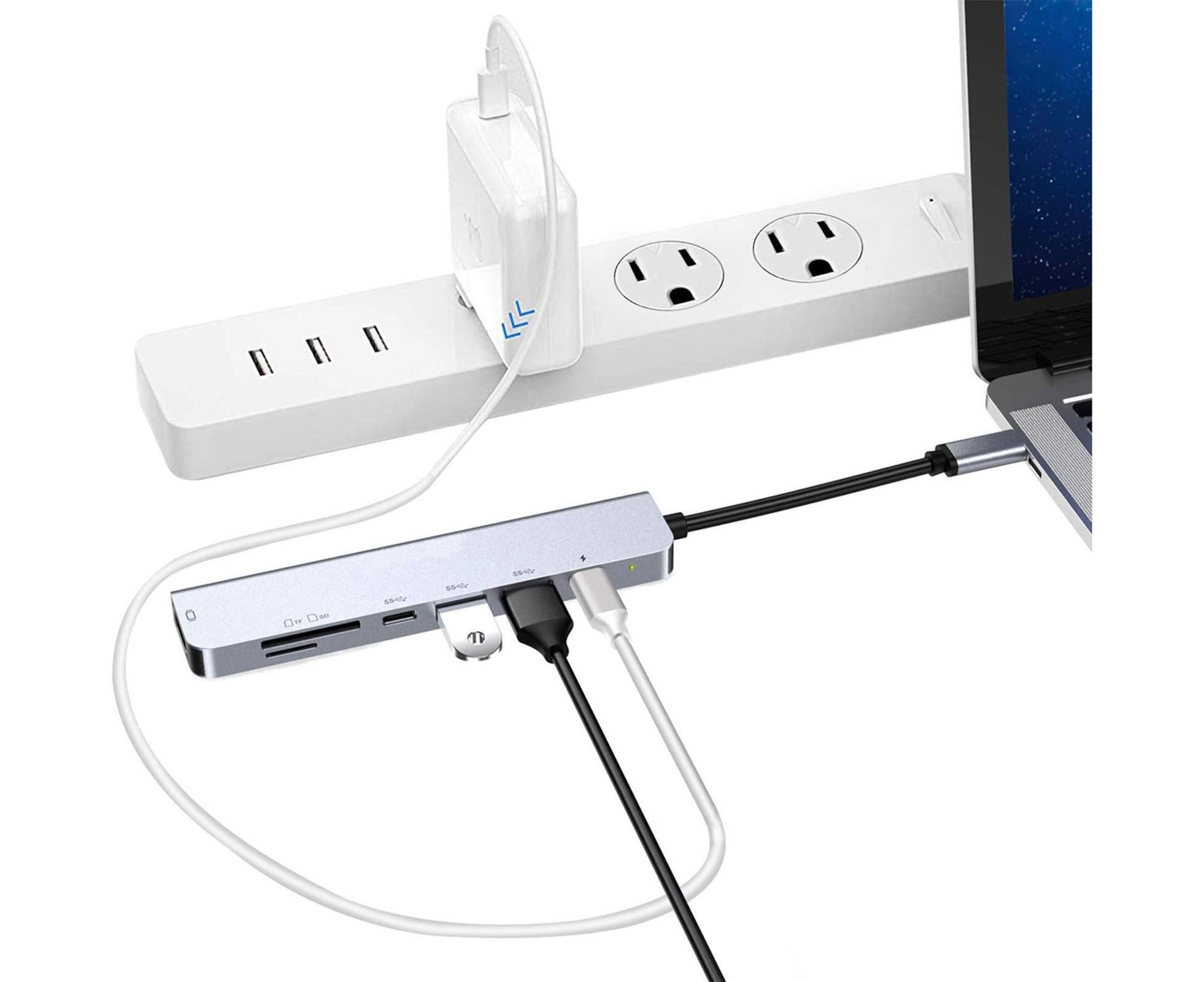 Type-C Hub Docking Station High Speed Multifunctional 7 in 1 USB 3.0 HDMI-compatible PD USB TF Laptop for Huawei Silver - Image 5