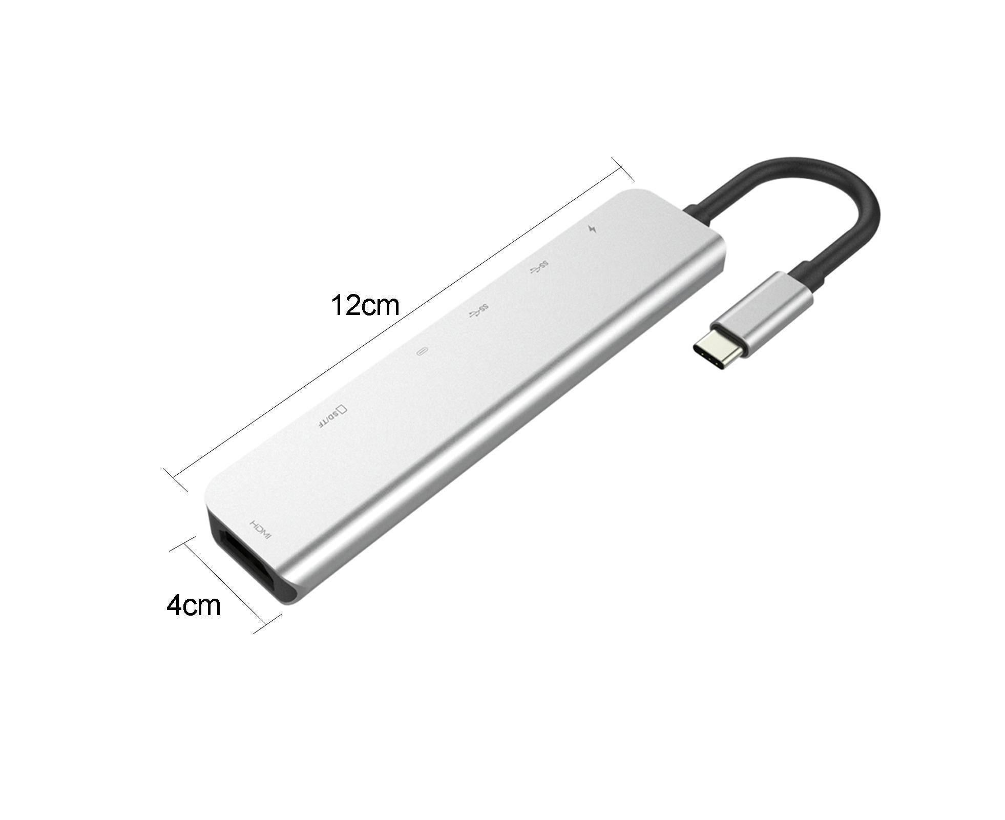 Type-C Hub Docking Station High Speed Multifunctional 7 in 1 USB 3.0 HDMI-compatible PD USB TF Laptop for Huawei Silver - Image 6
