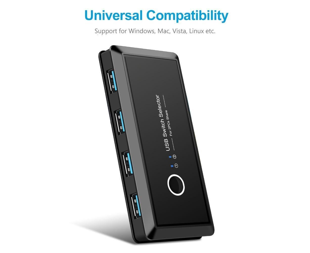 USB 3.0 Switch Selector 2 Computer Sharing 4 Devices for Keyboard Mouse Printer Black - Image 4