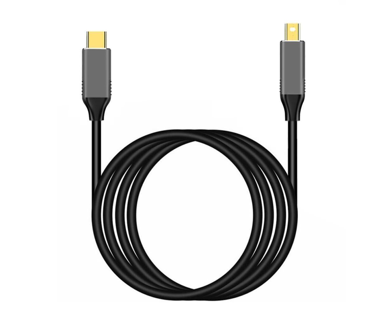 USB Type C to Mini DisplayPort DP 4K 6FT Cable Adapter Converter for MacBook Black - Image 1