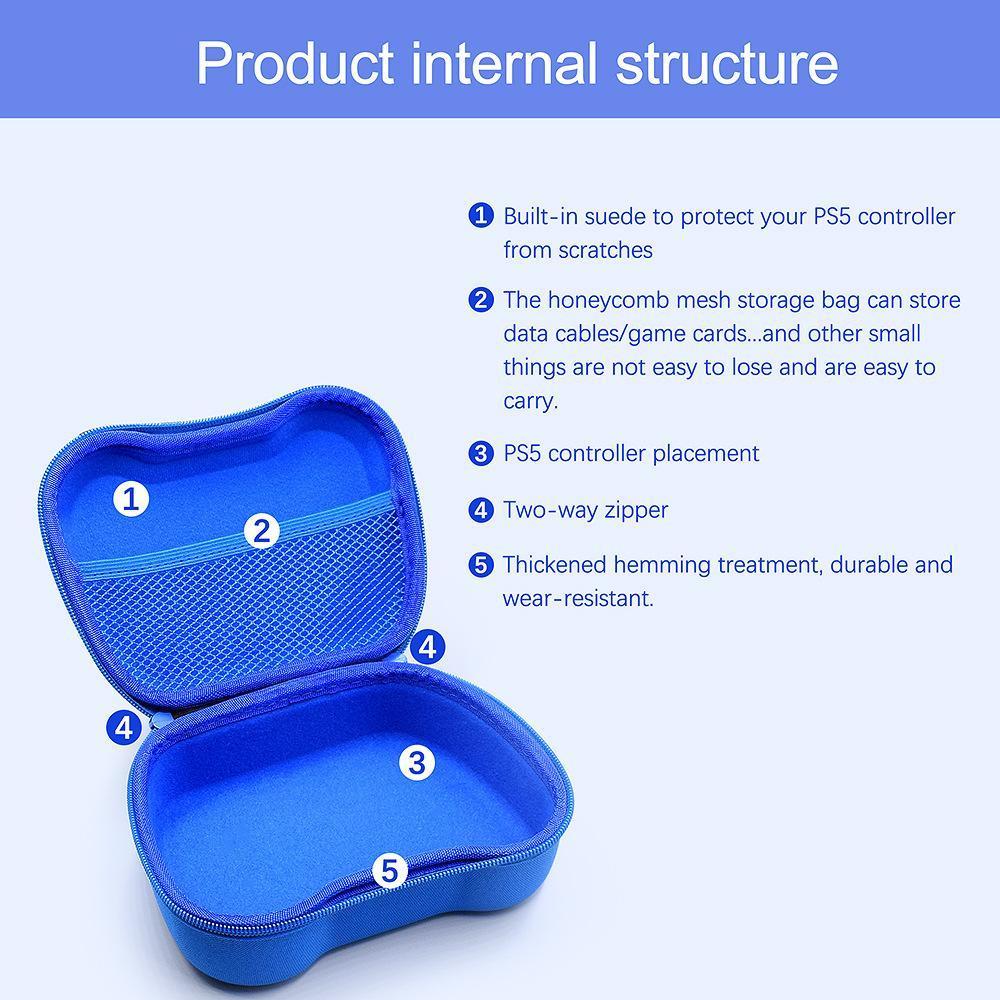 Gaming Controller Travel Carrying Case Compatible with Playstation 5 Wireless Controllers. Protective Storage Holder Bag Cover for PS5 Console (Box Only)-Black - Image 6