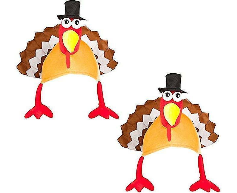 2 Pack Funny Roasted Turkey Hat Thanksgiving Hat Halloween Costume Dress Up - Image 1