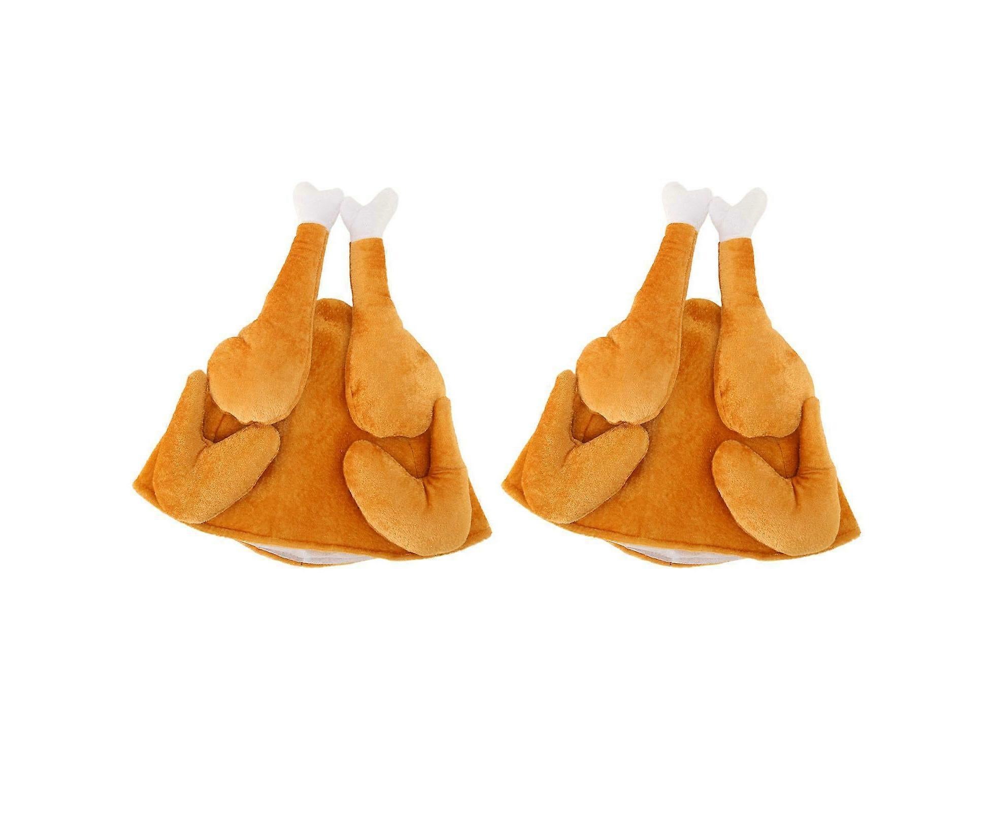 2PCS Roasted Turkey Hat Exquisite Thanksgiving Plush Turkey Hat for Halloween Costume Dress Up Party - Image 1