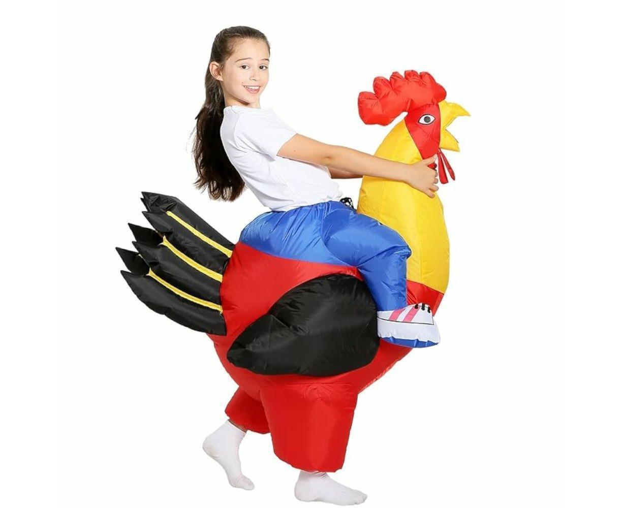 90-130cm Inflatable Christmas Rooster Halloween Costume Blow Up Suit Battery Power Cosplay Costume Christmas Party Babies size 90-130 - Image 1