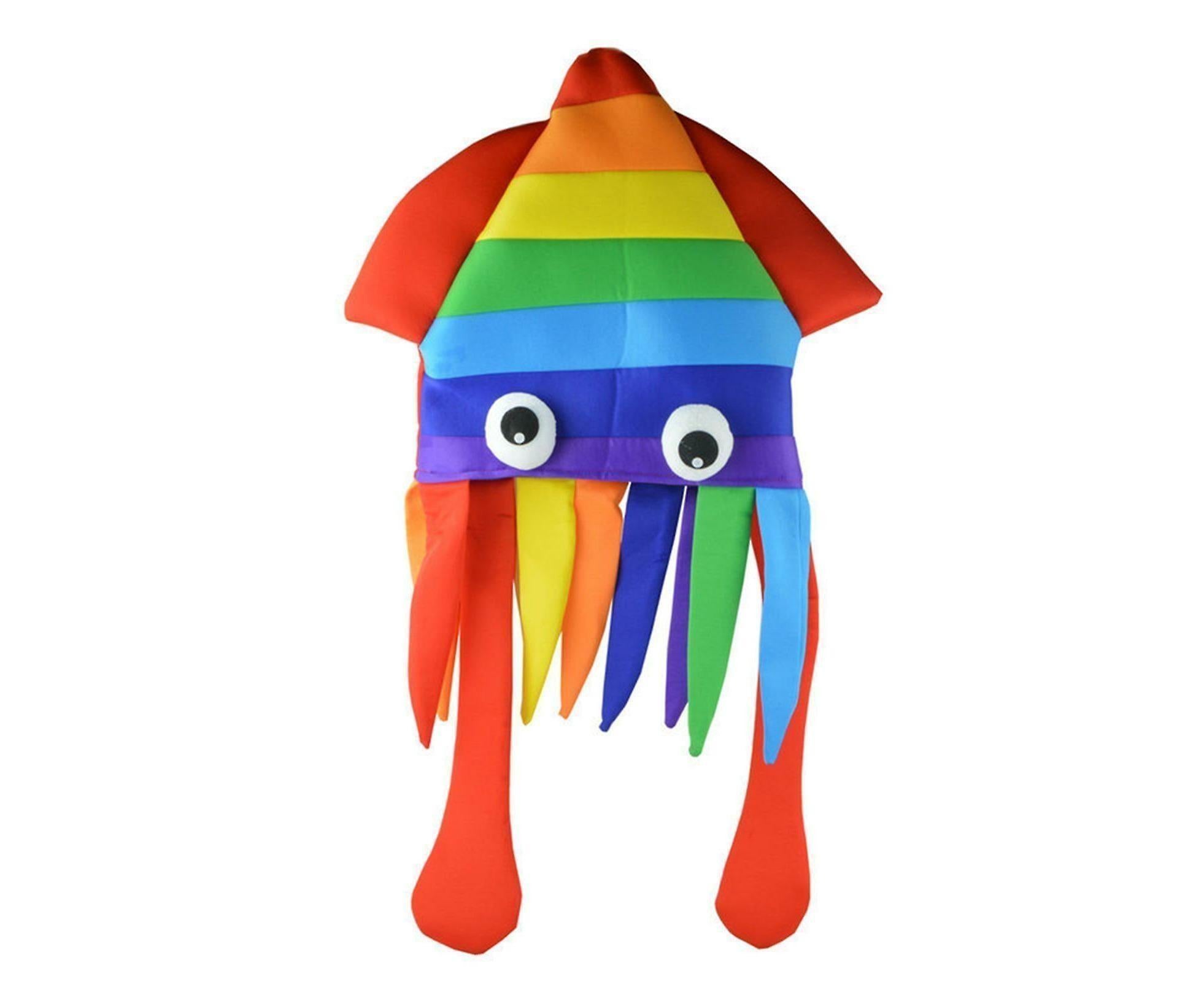 Cute Rainbow Squid Hat Funny Creative Octopus Headdress Halloween Party Hat - Image 1