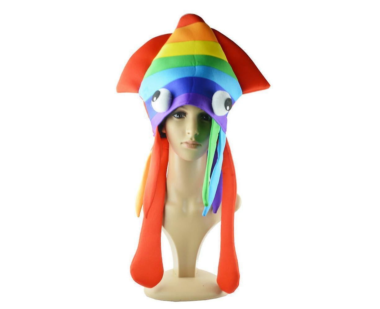 Cute Rainbow Squid Hat Funny Creative Octopus Headdress Halloween Party Hat - Image 2