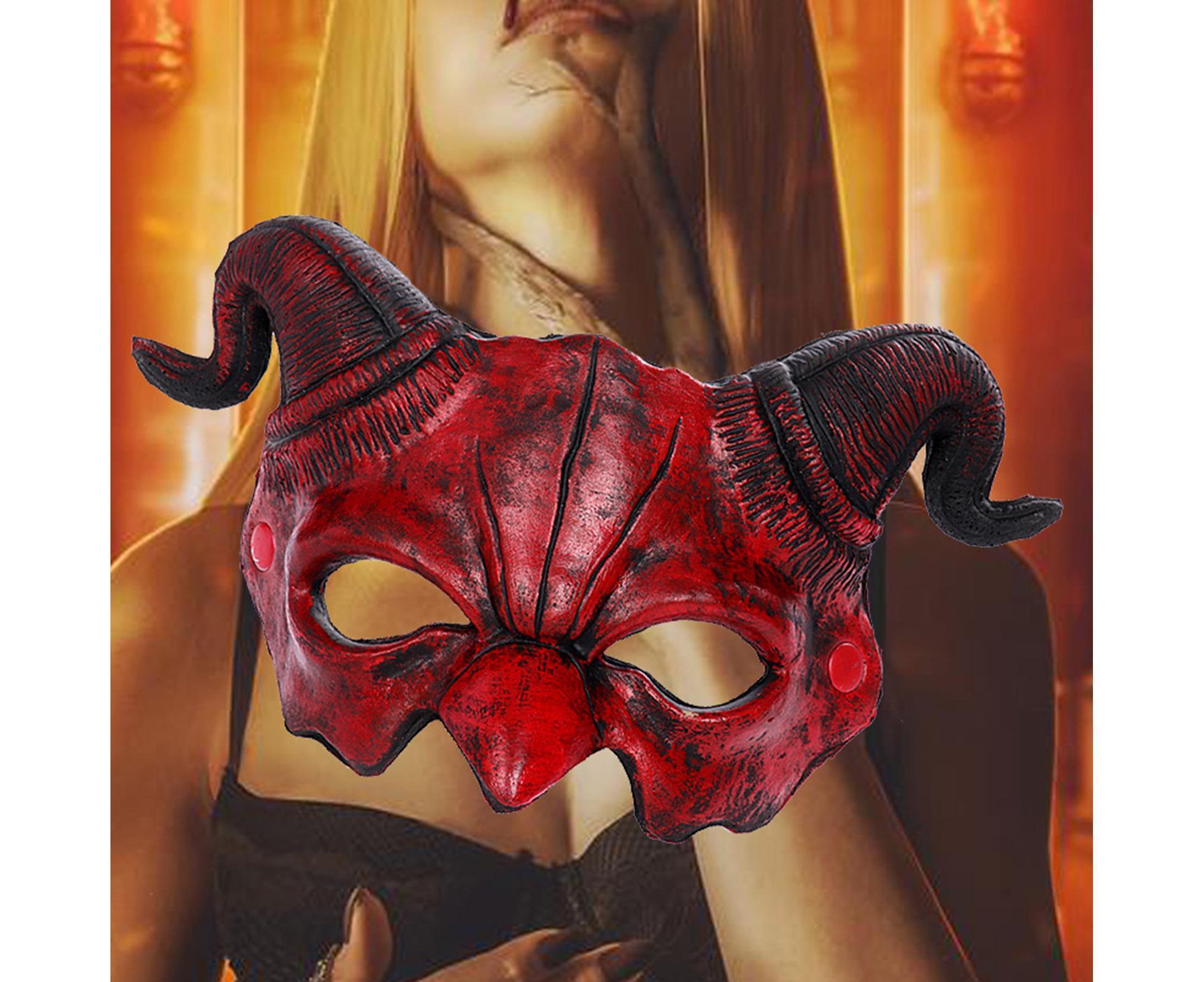 Halloween Masquerade Devil Mask Unique Scary Half Face Ram Horn Devil Mask for Halloween Costume Supplies - Image 2