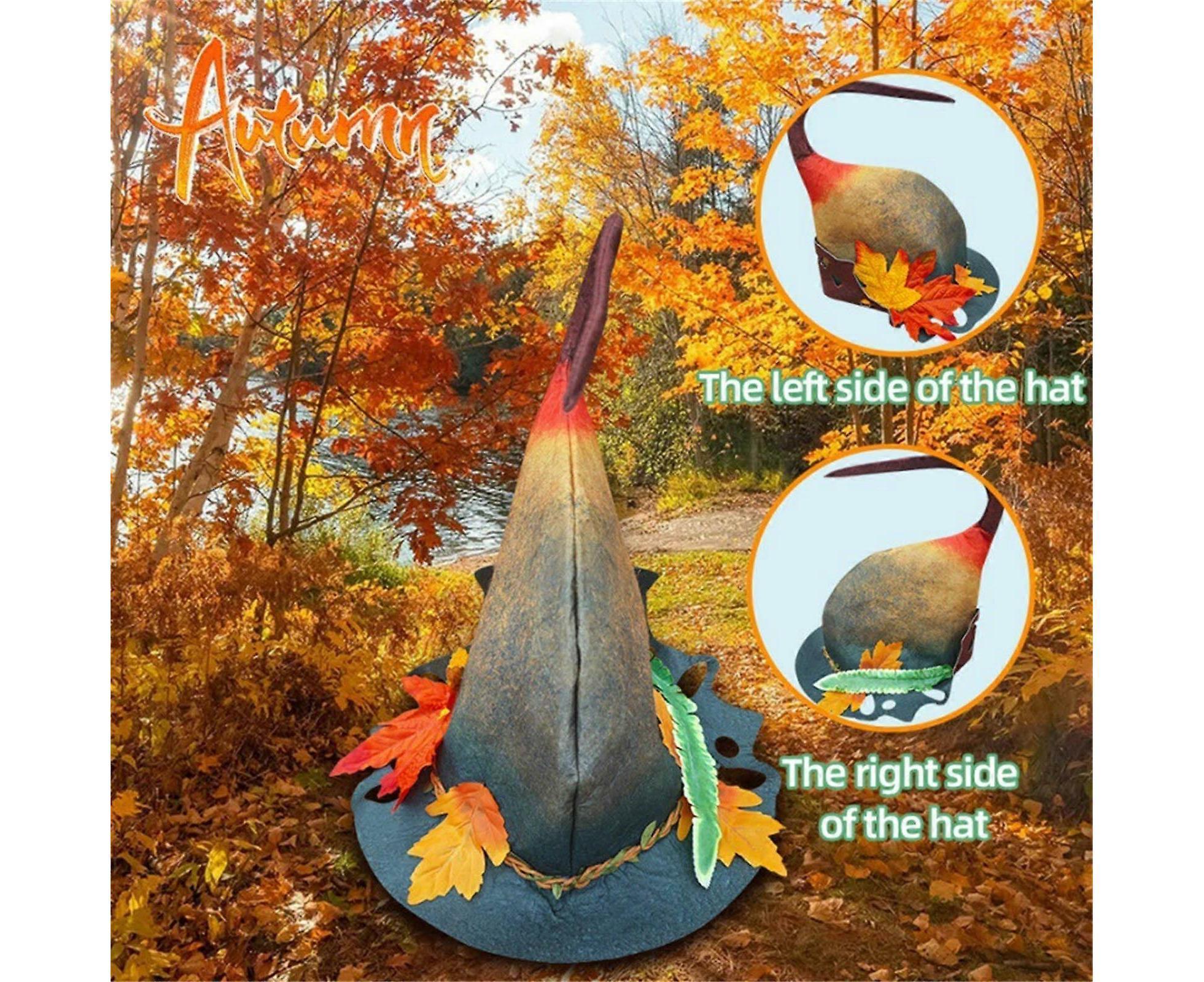 Halloween Witch Hat Halloween Party Magics Hat Felts Hat Maple Leaf Hat - Image 2