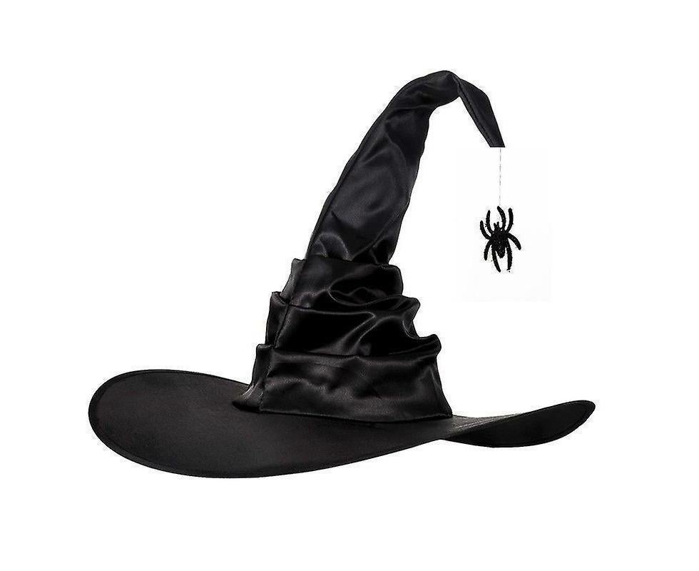 Hallowmas Halloween Pleated Witch Hat Party Witch Hat Black Witch Hat(1pcs, Black) - Image 1