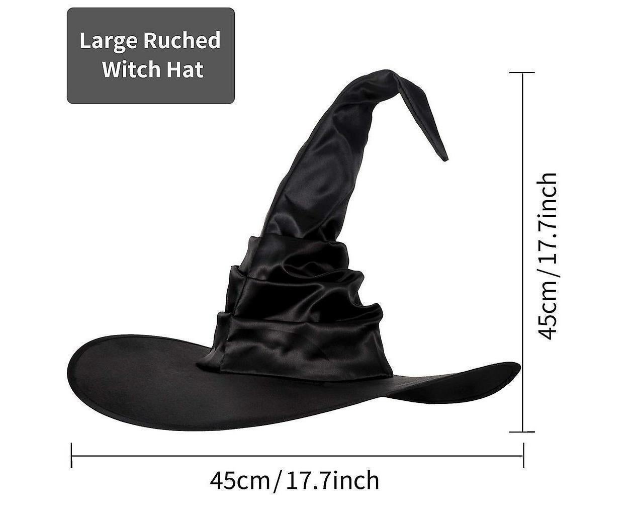 Hallowmas Halloween Pleated Witch Hat Party Witch Hat Black Witch Hat(1pcs, Black) - Image 2