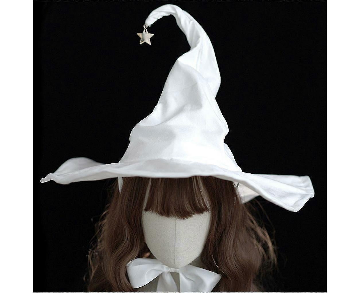 Lace-up Strap Witch Hat Women Adult Halloween White Wizard Hat Party Headgear - Image 5