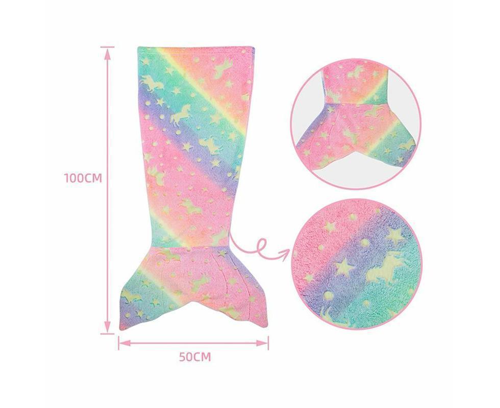 Mermaid Blanket Glow in The Dark Sleeping Bag Babies Birthday Gift Daughte-Pink Purple - Image 2