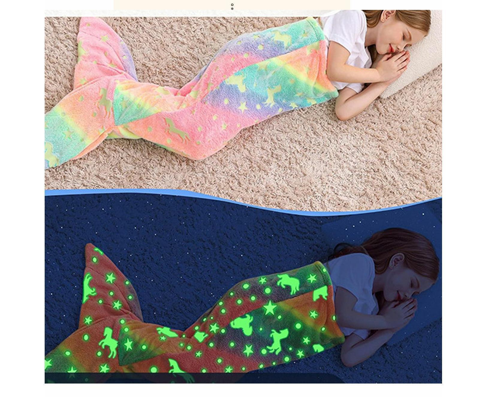 Mermaid Blanket Glow in The Dark Sleeping Bag Babies Birthday Gift Daughte-Pink Purple - Image 3