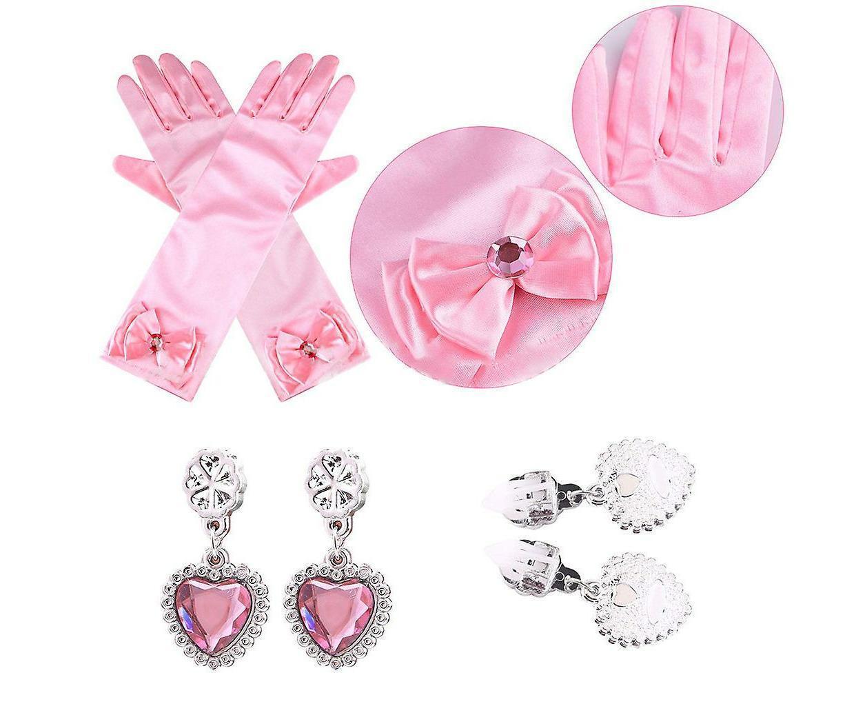 Princess Dress Up Accessories Set Tiara Braids Wand Gloves Necklace Earrings Ring - Image 2