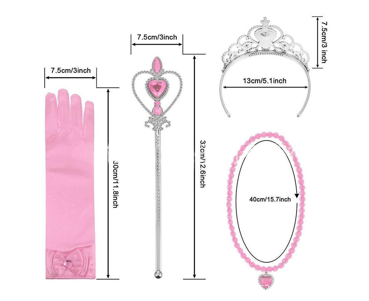 Princess Dress Up Accessories Set Tiara Braids Wand Gloves Necklace Earrings Ring - Image 3