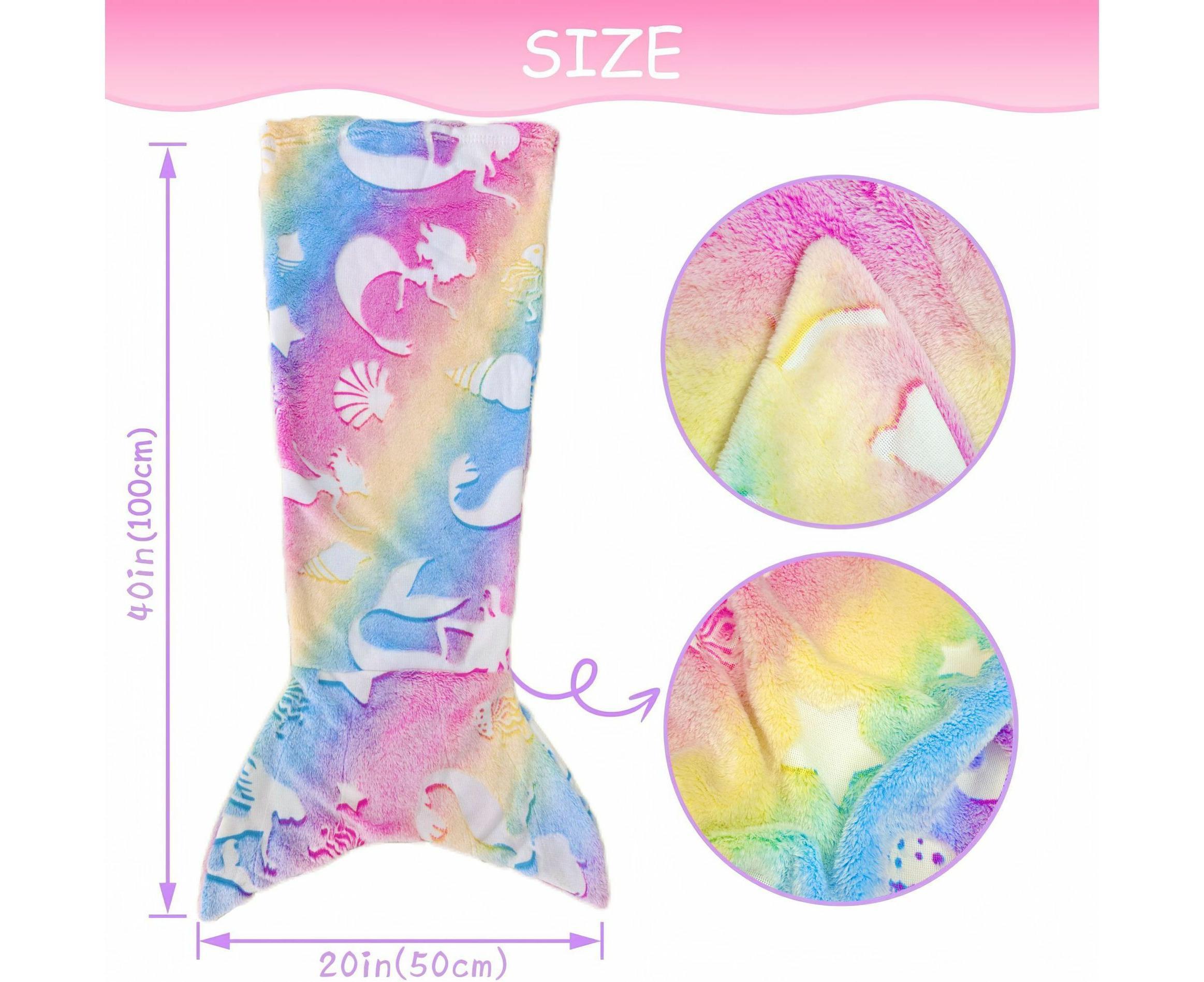 Shell Mermaid Blanket Glow in The Dark Sleeping Bag Babies Birthday Gift Daughte - Image 3