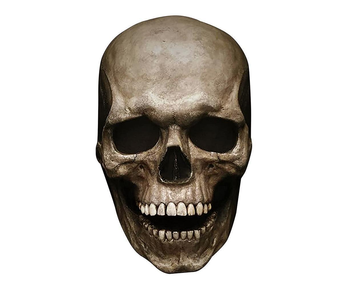Unisex Creepy Halloween Skull Mask with Moving Jaw Entire Head Full Head Latex Helmet - Dark - Image 1