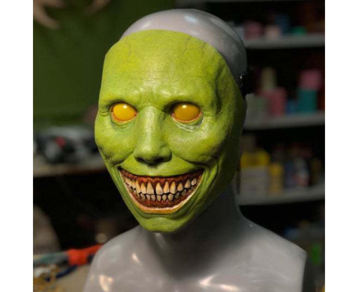 Unisex Halloween Horror Mask Smile Face and White Eyes Demon Mask COS Exorcist Creepy - Green - Image 2