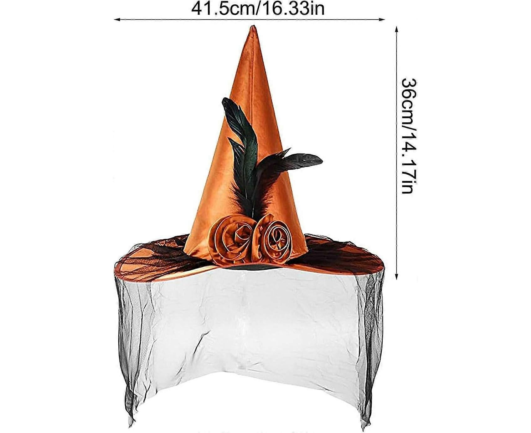 Witches Hats for Women, Cosplay Hats Halloween Hat, Wide Brim Hat, Hats with Half Veil - Image 5