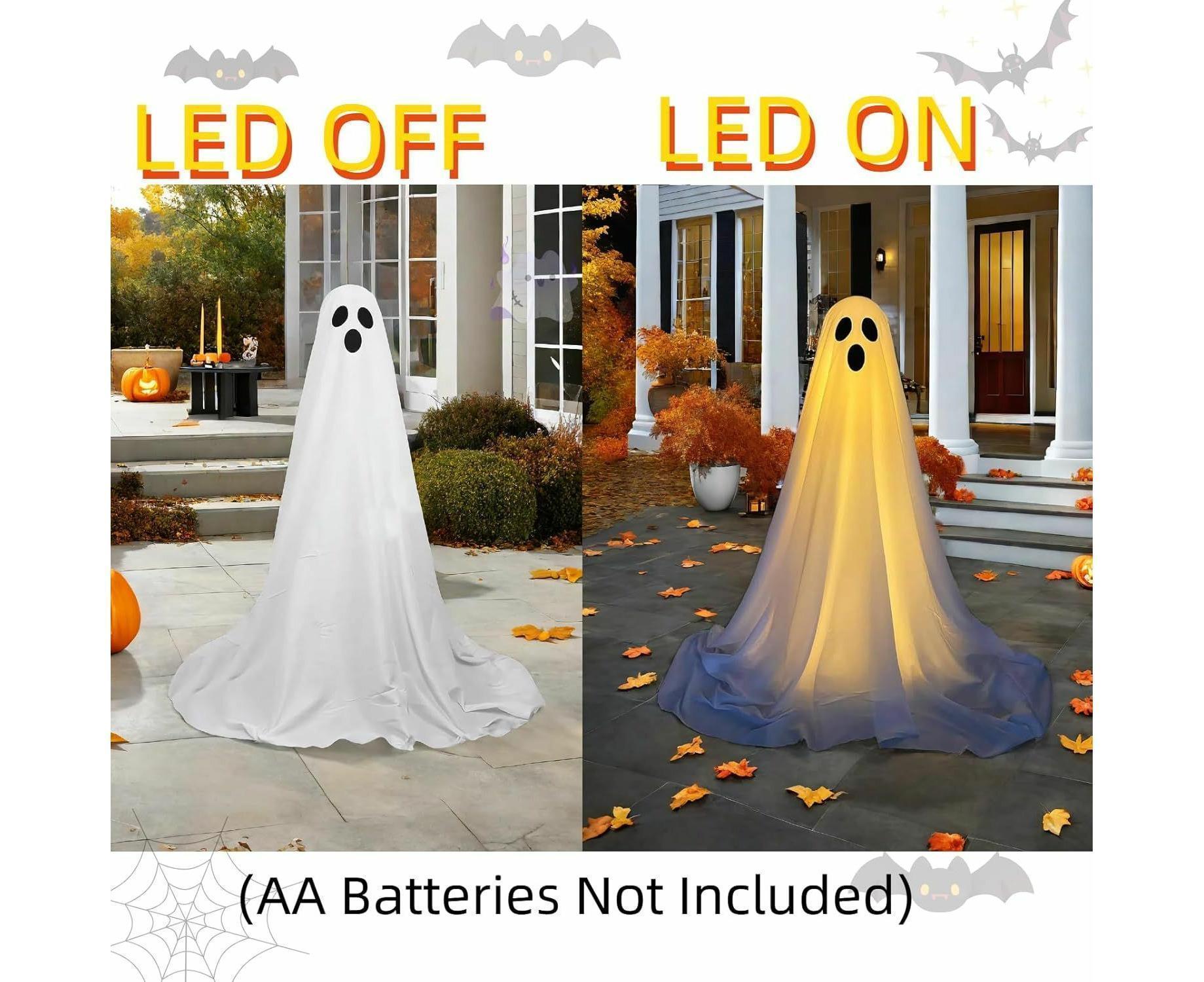 1 Pack Halloween Ghost Decorations with String Lights Outdoor Yard Front Porch Garden Decor - Image 2