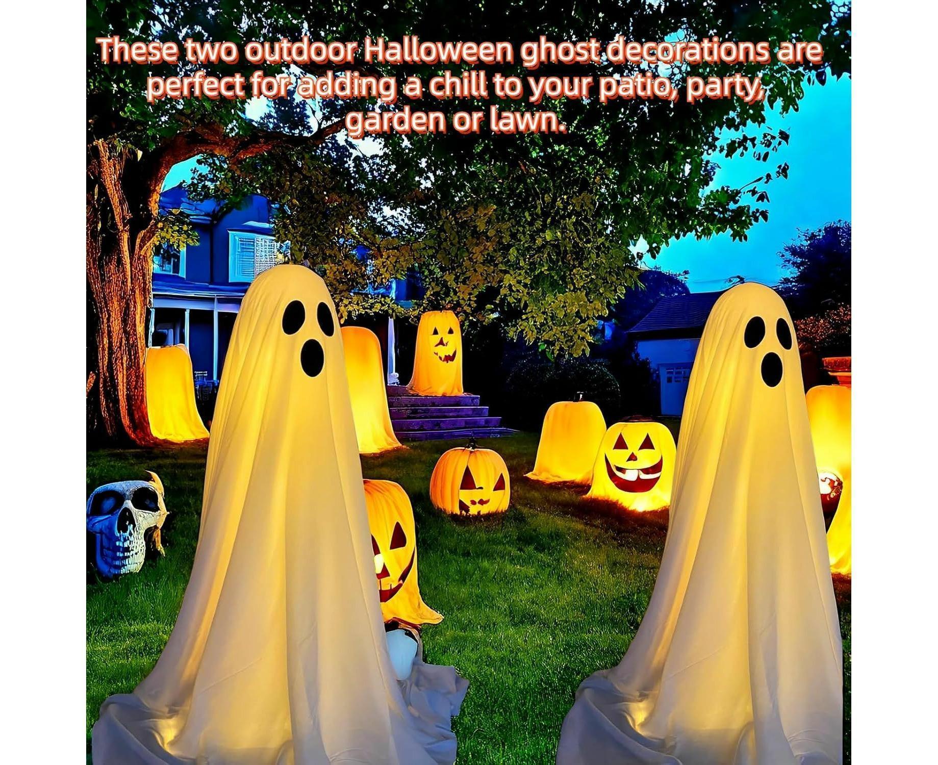 1 Pack Halloween Ghost Decorations with String Lights Outdoor Yard Front Porch Garden Decor - Image 3