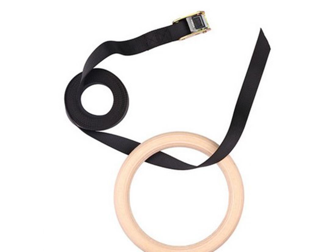 2 pcs Wood Gymnastic Rings - Olympic Gym Rings with Adjustable Straps, Heavy Duty Gym Equipment for Home Gym, Train Workout, Strength Training 28mm - Image 1