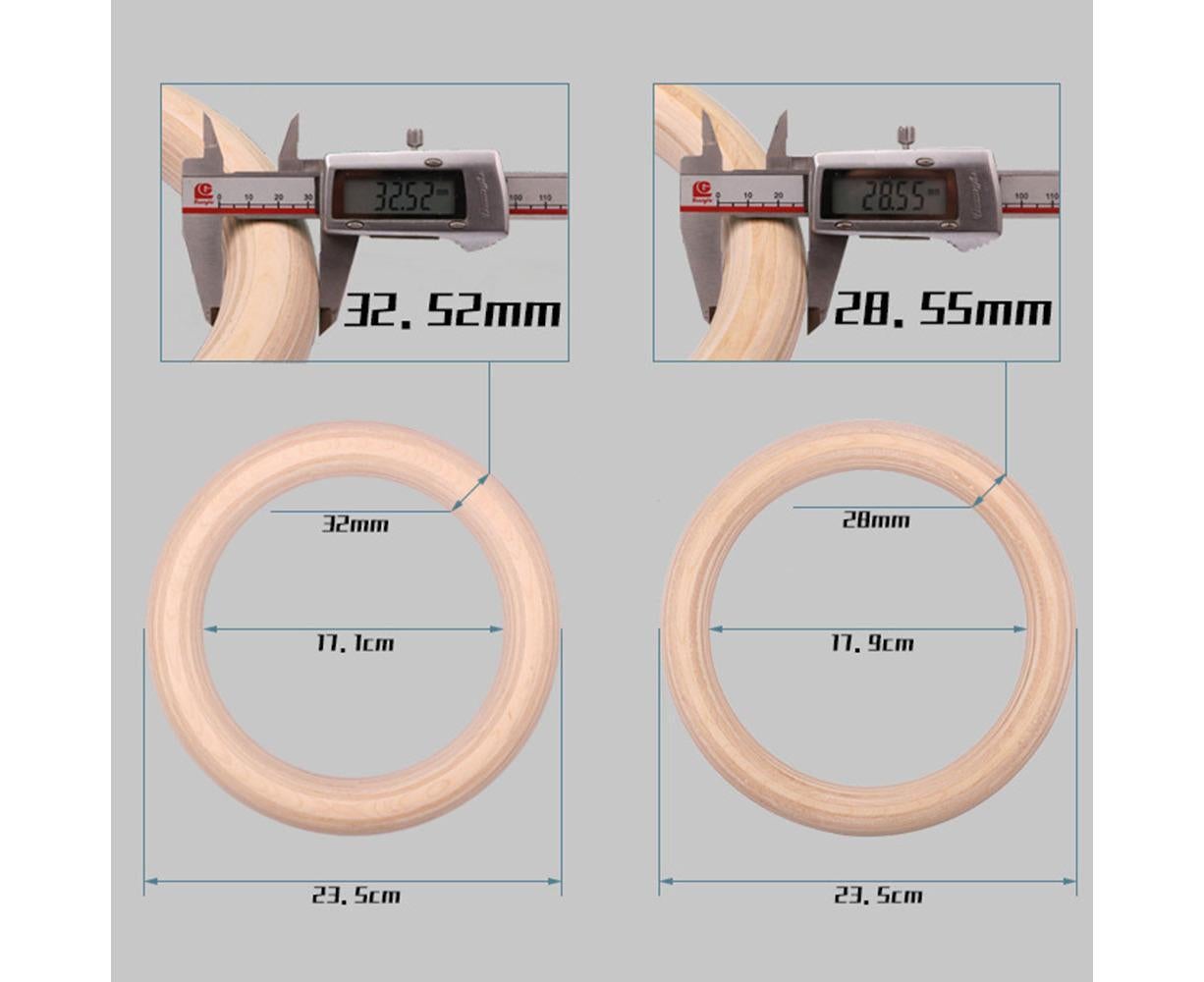 2 pcs Wood Gymnastic Rings - Olympic Gym Rings with Adjustable Straps, Heavy Duty Gym Equipment for Home Gym, Train Workout, Strength Training 28mm - Image 6