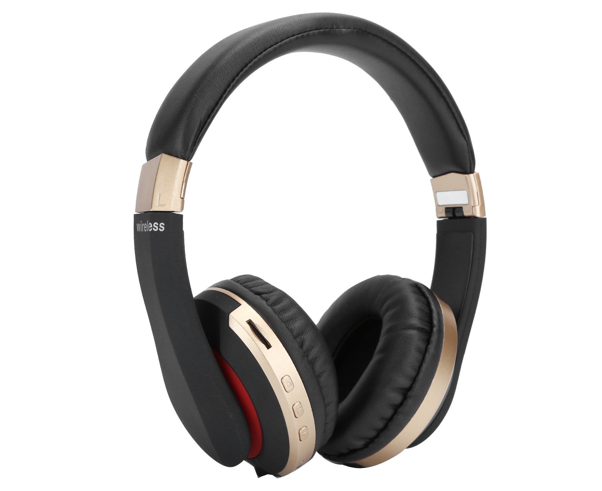 Foldable Bluetooth Headset Wireless Over Ear Stereo Headsets with Mic Gaming HeadphoneGold - Image 1