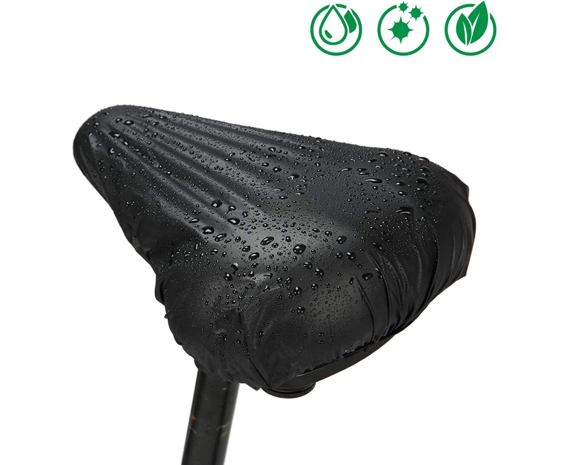 Bicycle Seat Cover, 2pcs Saddle Pad Bicycle, Elastic Waterproof Bicycle Saddle Cover (Black) - Image 1