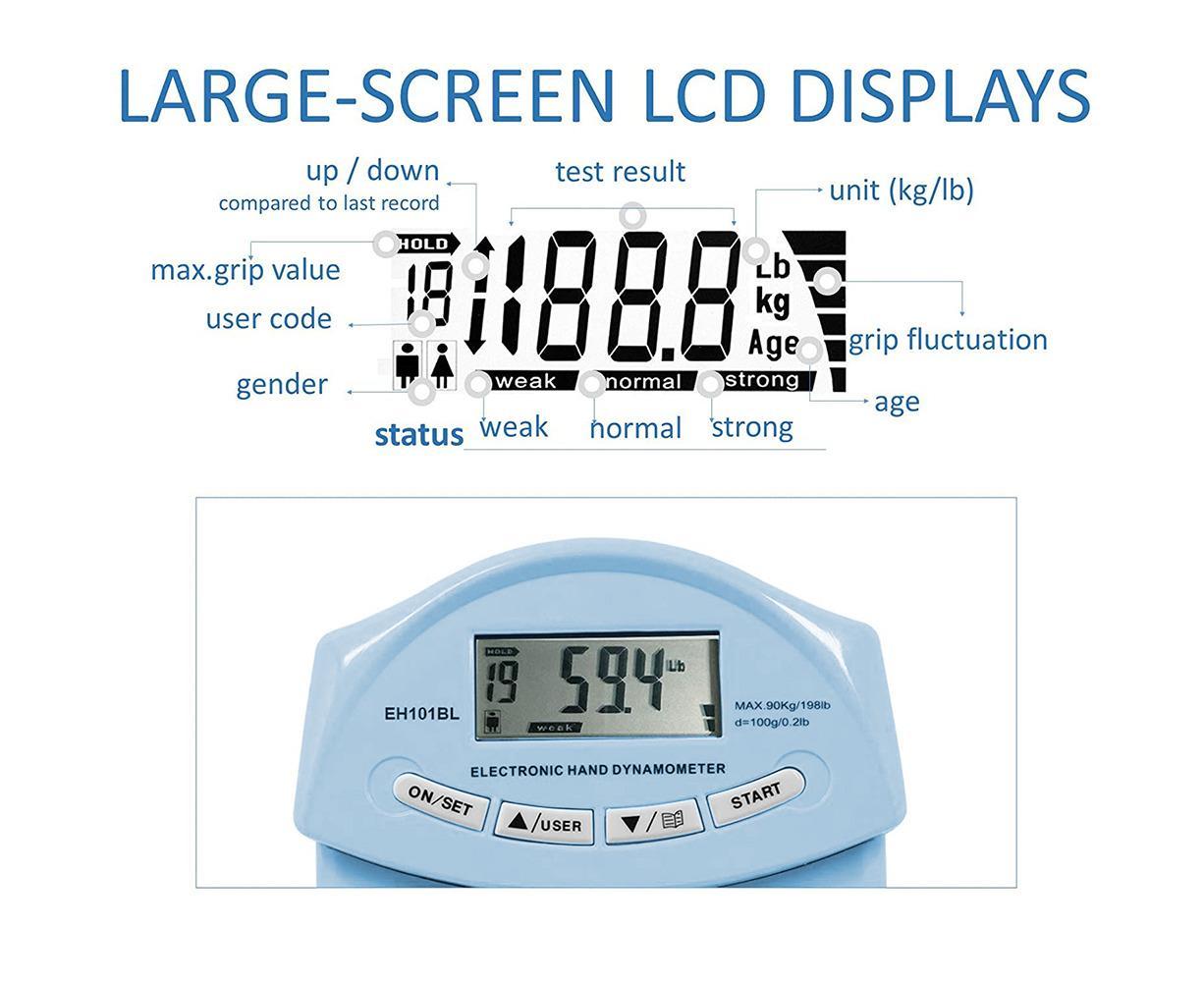 Digital Hand Dynamometer Grip Strength Measurement Meter Auto Capturing Electronic Hand Grip Power - Blue - Image 4