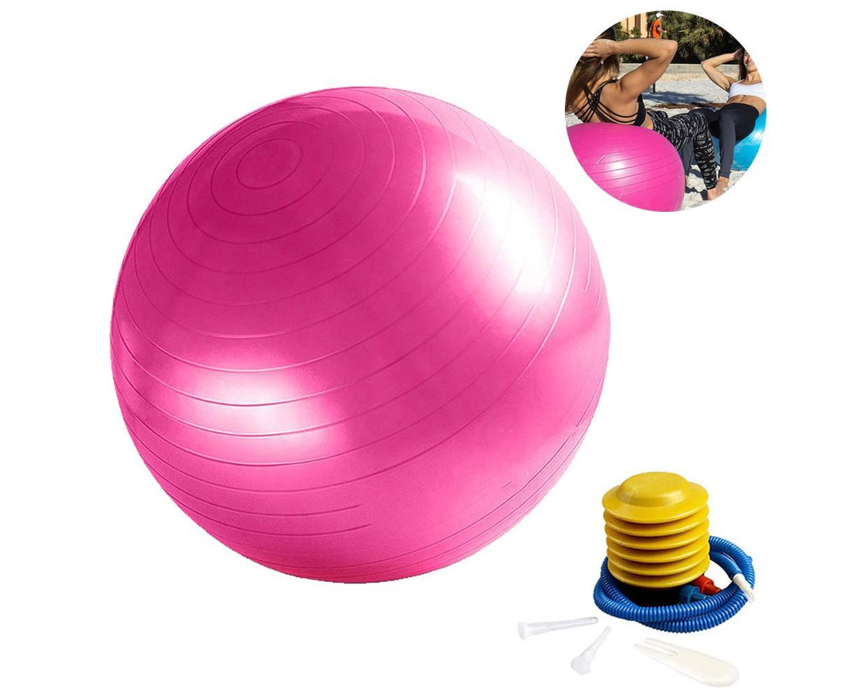 Exercise Ball, Yoga Ball Chair with Quick Pump, Stability Fitness Ball for Birthing & Core Strength Training & Physical Therapy - Pink - Image 1