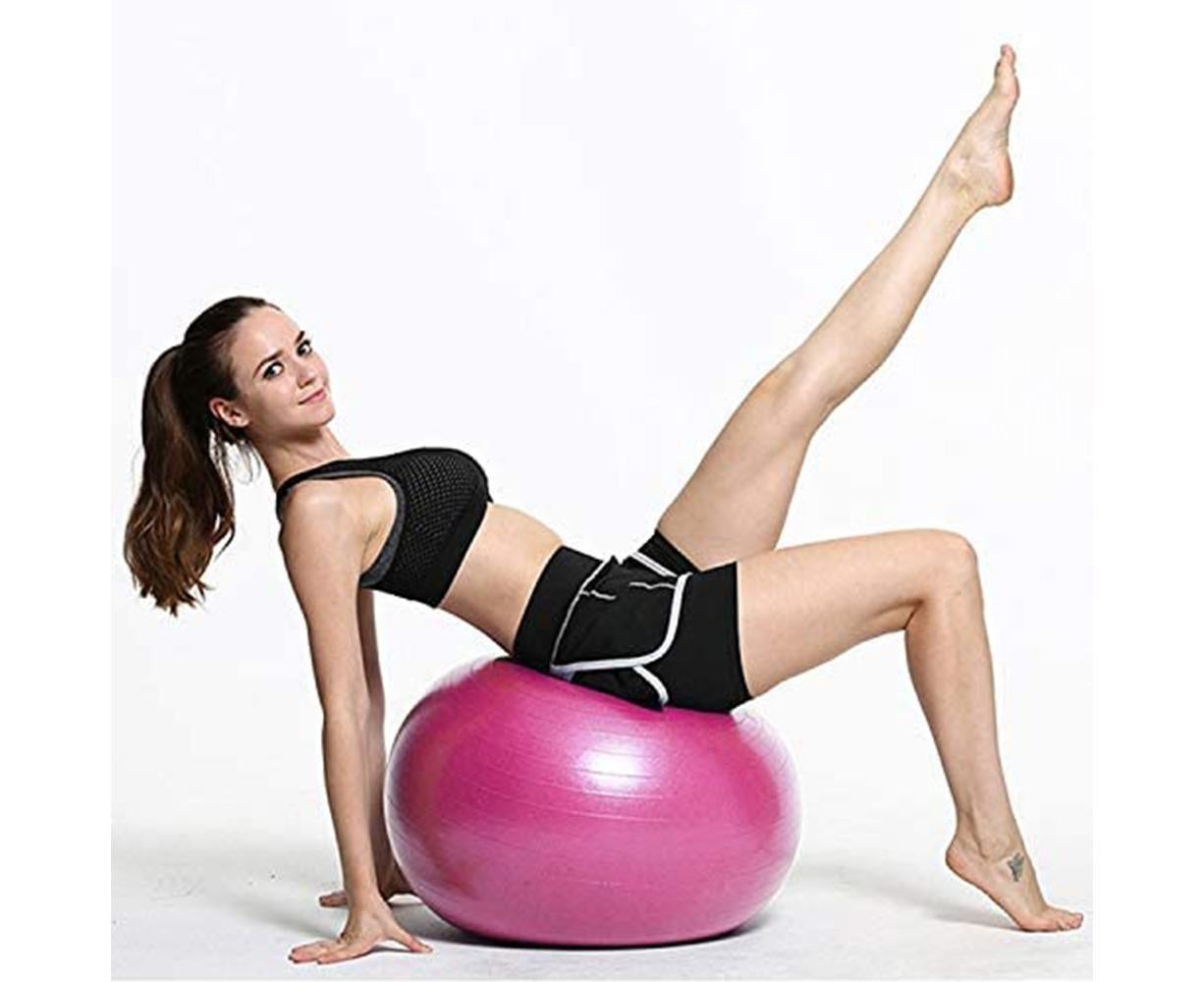 Exercise Ball, Yoga Ball Chair with Quick Pump, Stability Fitness Ball for Birthing & Core Strength Training & Physical Therapy - Pink - Image 2