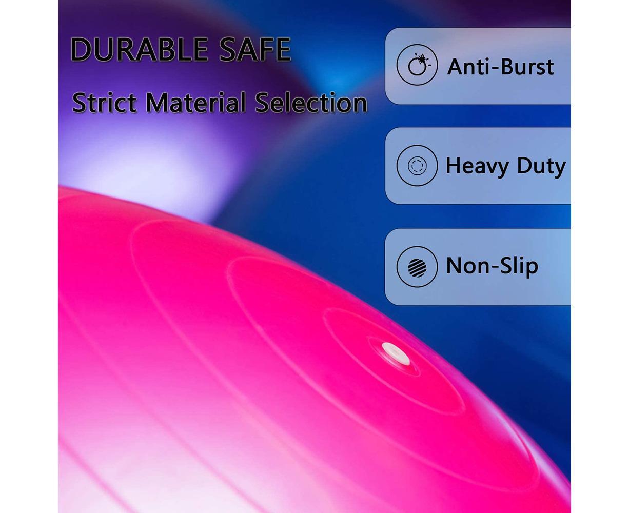 Exercise Ball, Yoga Ball Chair with Quick Pump, Stability Fitness Ball for Birthing & Core Strength Training & Physical Therapy - Pink - Image 7