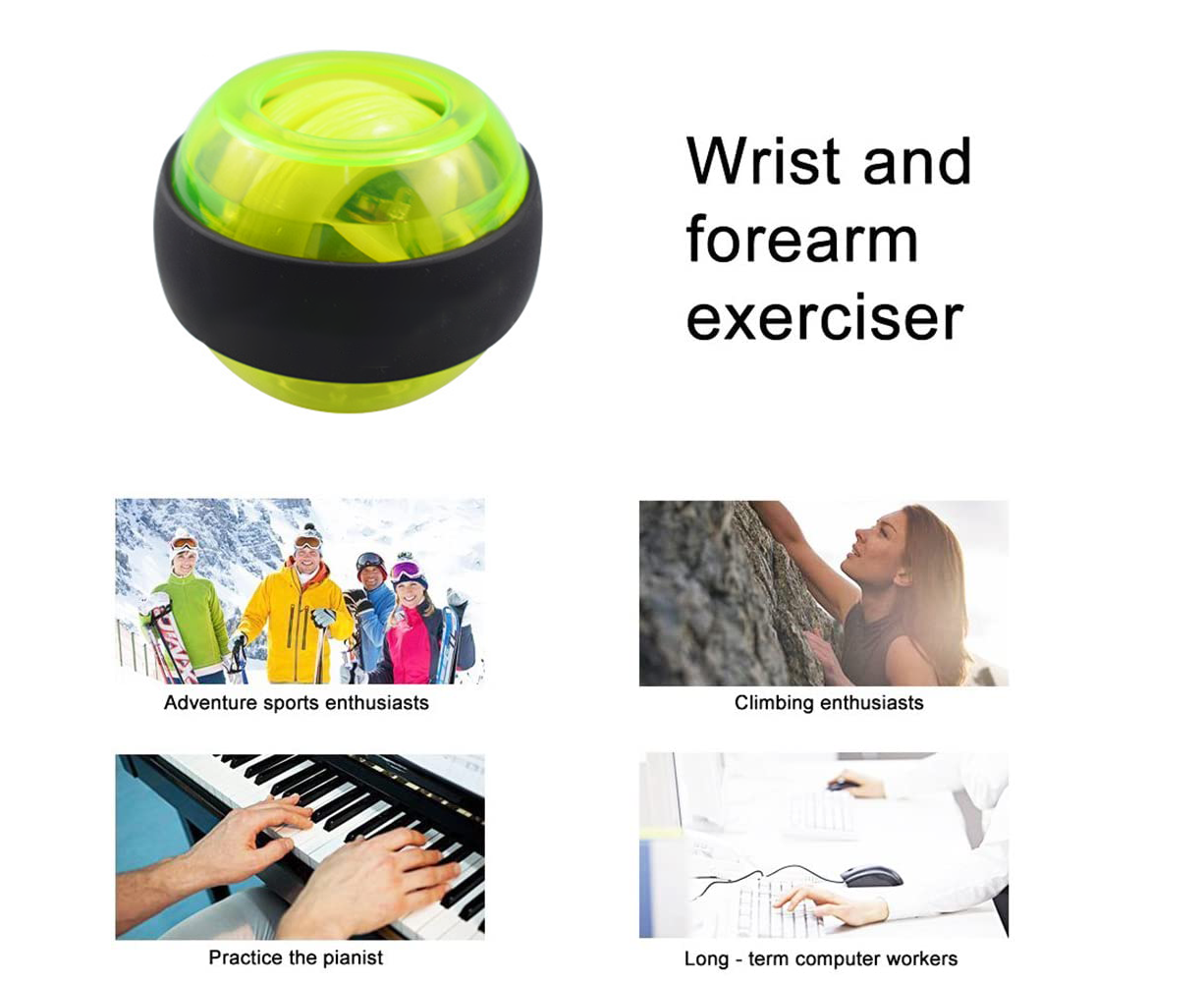 Metal Core Wrist Exerciser Wrist Strengthener Gyro Ball with LED Light - Green - Image 7