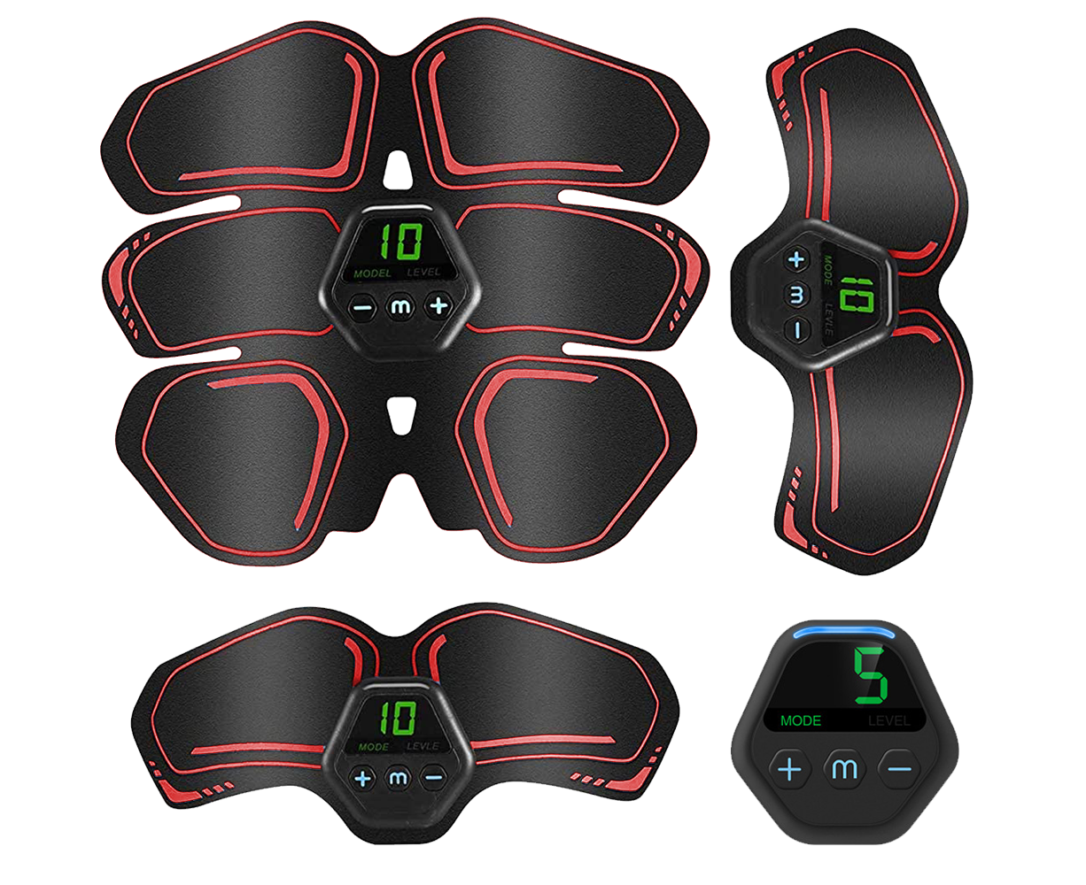 Muscle Toner Abdominal Toning Belt ABS Toner Body Muscle Trainer Wireless Portable Unisex Fitness Training Gear - Red - Image 2