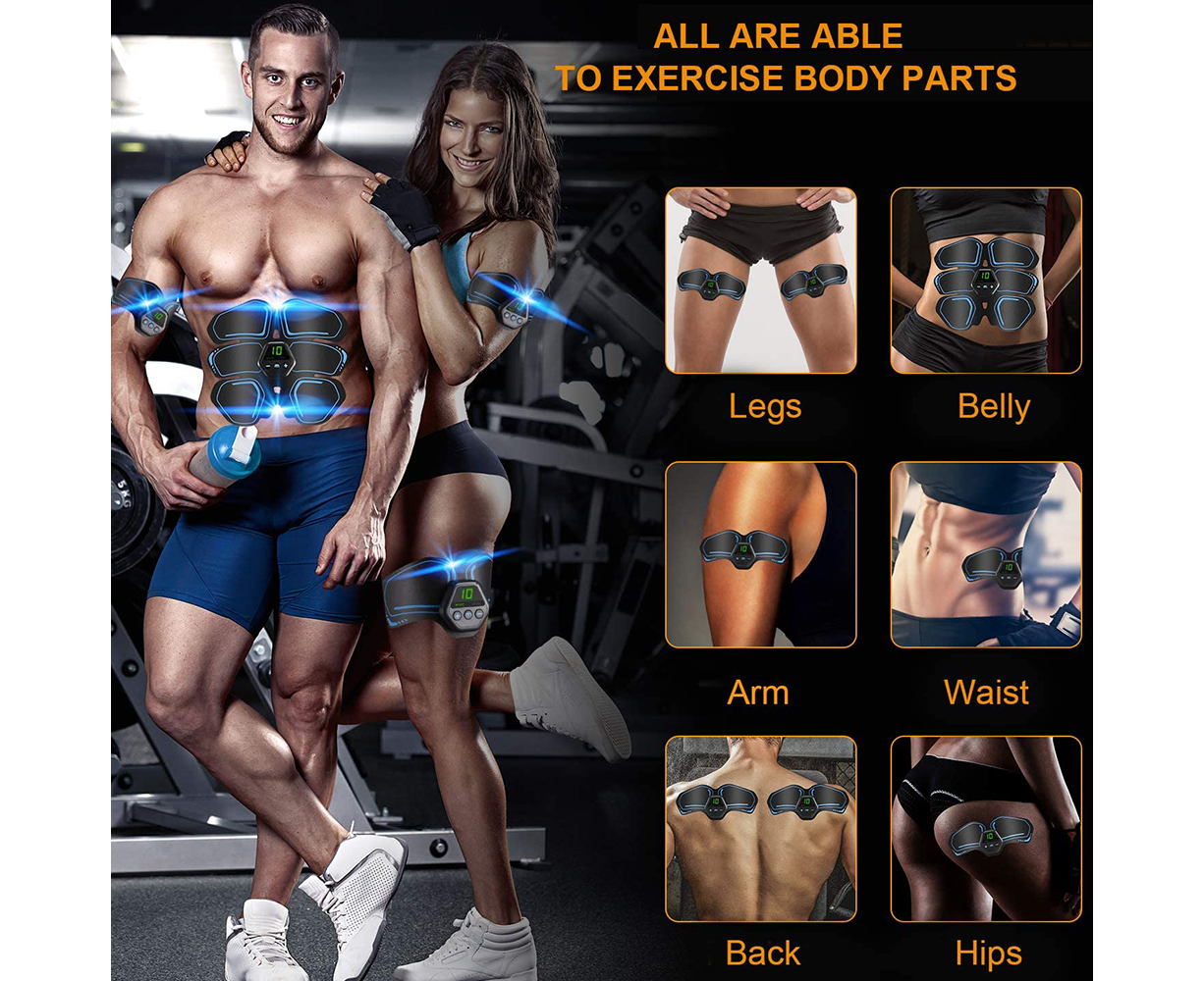 Muscle Toner Abdominal Toning Belt ABS Toner Body Muscle Trainer Wireless Portable Unisex Fitness Training Gear - Red - Image 8