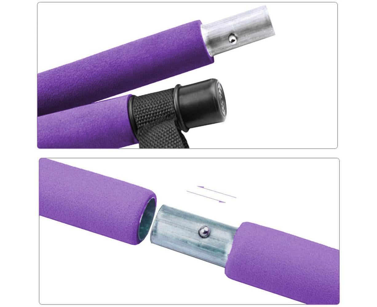 Pilates Exercise Stick Kit,Portable Compact 3-Section Yoga Resistance Bands for Legs and Butt, Pilates Bar with Foot Strap for Full Body Workout - Purple - Image 7