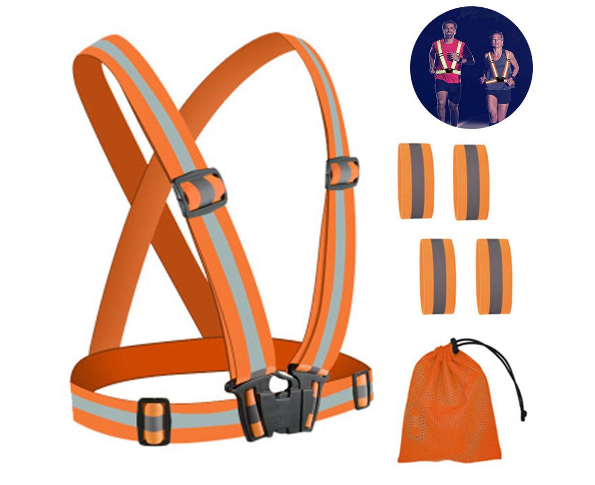 Reflective Gear with Hi-Visibility Bands for Running Jogging,Walking,Cycling - Orange - Image 1