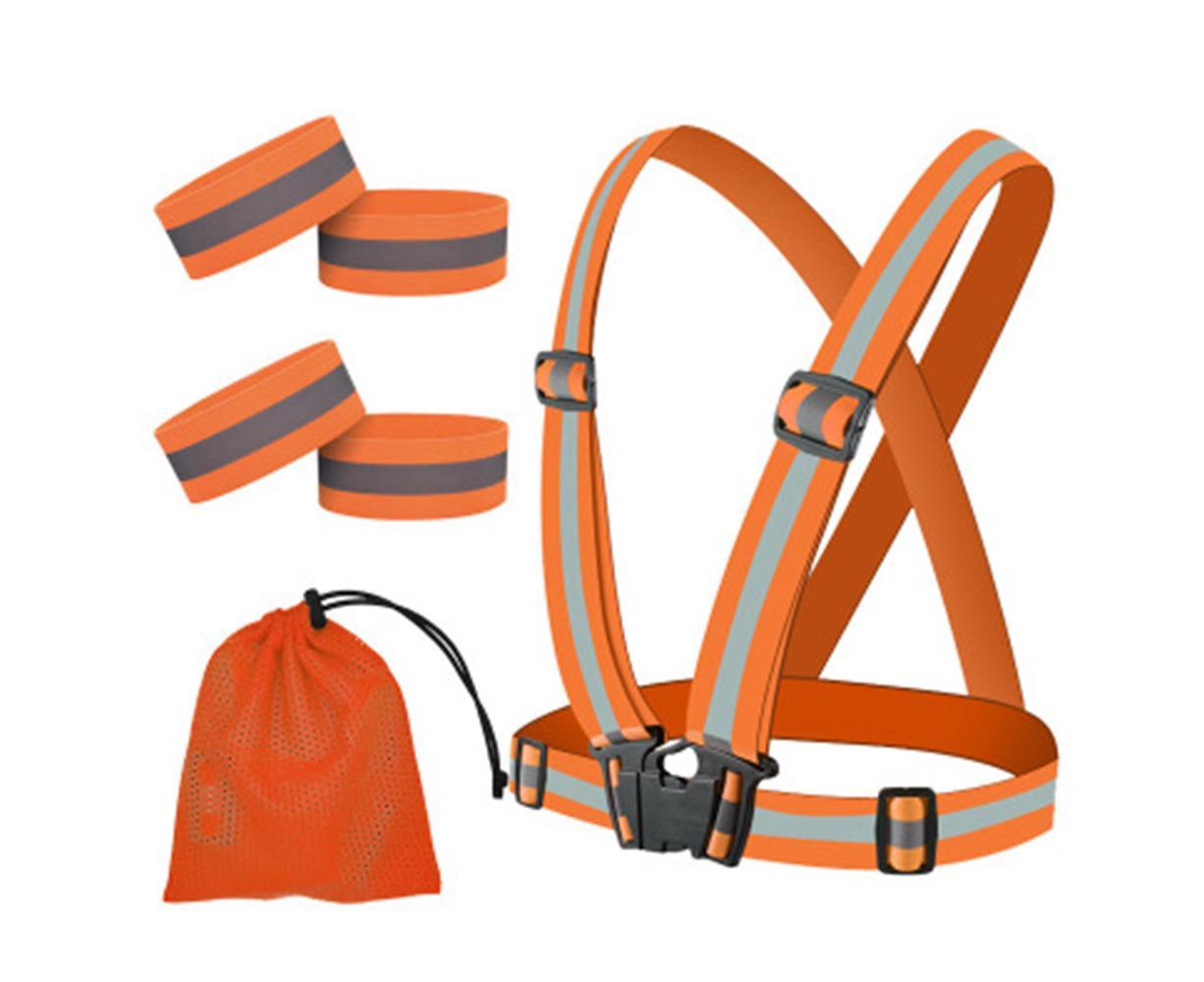 Reflective Gear with Hi-Visibility Bands for Running Jogging,Walking,Cycling - Orange - Image 2