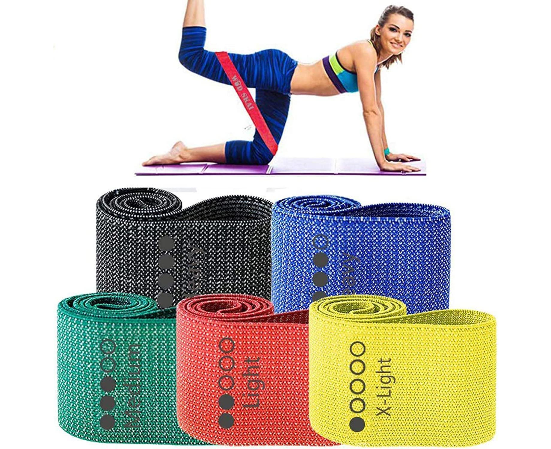 Resistance Exercise Fabric Bands, Non-Slip Booty Workout Bands for Legs & Butt and Glutes, 5 Levels Fitness Training Bands - Image 1