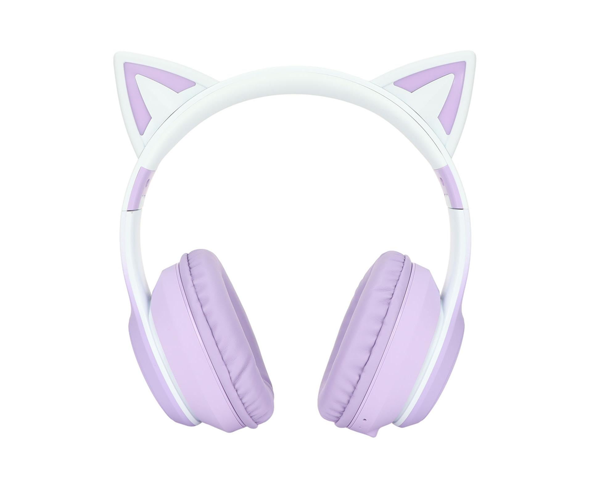 Cat Ear Bluetooth Gaming Headphones Wireless Foldable Music Headset with LED Light Detachable Microphone 3.5mm Cable Purple - Image 2