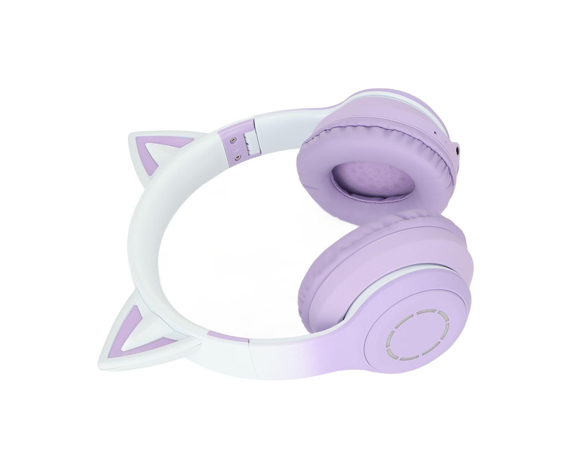 Cat Ear Bluetooth Gaming Headphones Wireless Foldable Music Headset with LED Light Detachable Microphone 3.5mm Cable Purple - Image 4