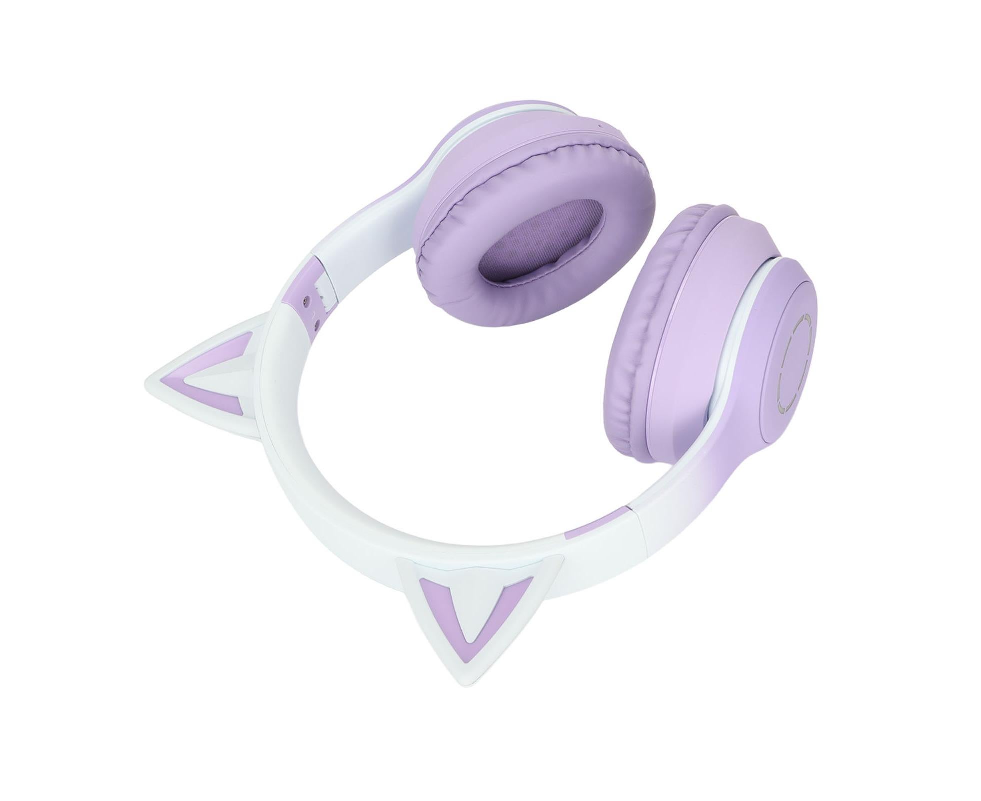 Cat Ear Bluetooth Gaming Headphones Wireless Foldable Music Headset with LED Light Detachable Microphone 3.5mm Cable Purple - Image 5